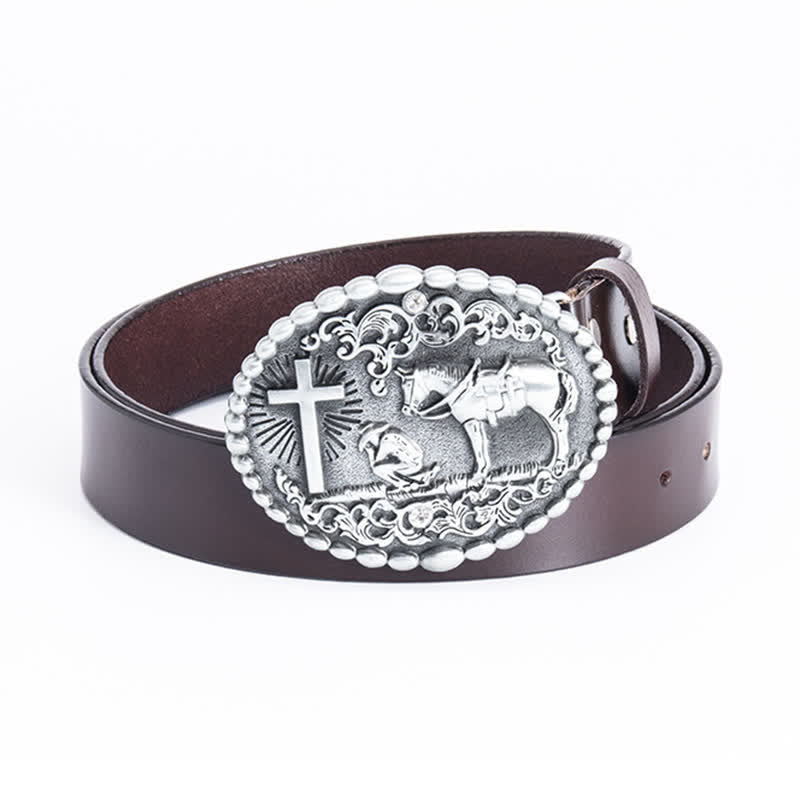 Herren Steed Kreuz Knien Gebet Ledergürtel