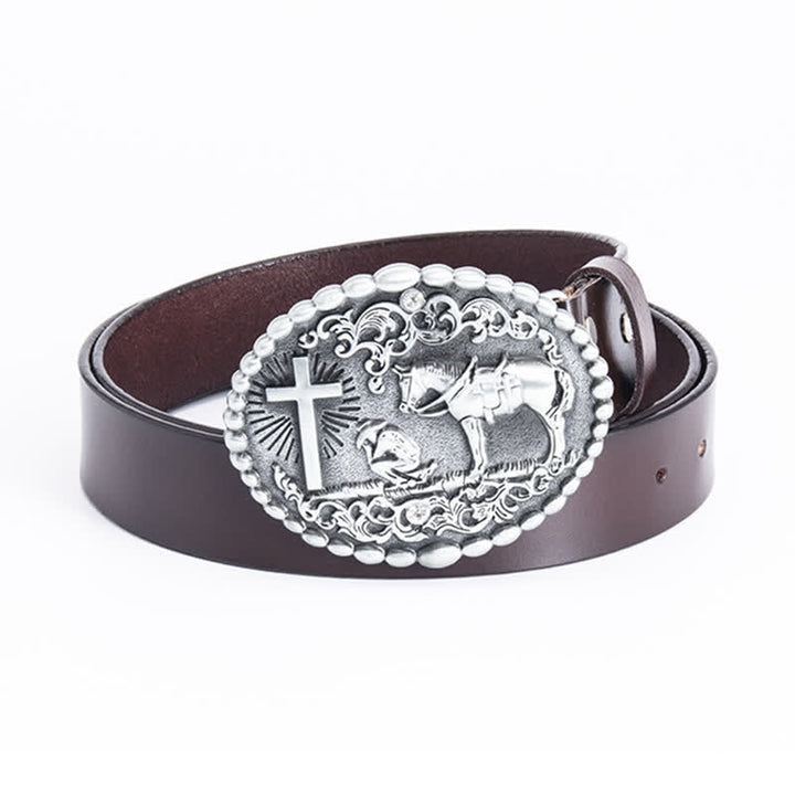 Herren Steed Kreuz Knien Gebet Ledergürtel
