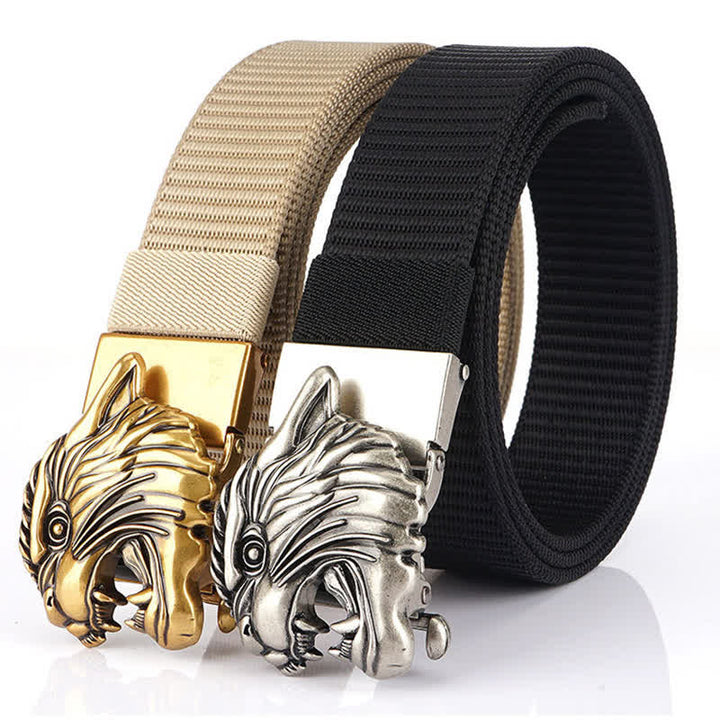 Nylon-Gürtel mit brüllendem Tigerkopf für Männer