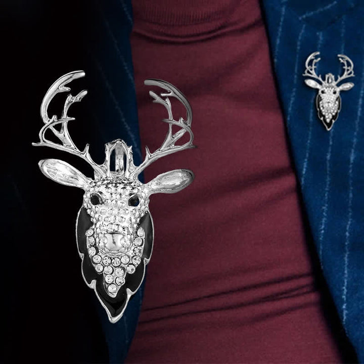 Herren Strass Hirschkopf Brosche