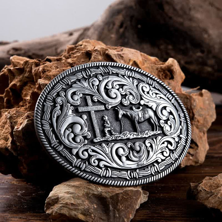 DIY Gebets Cowboy oval Schnallengürtel für Herren