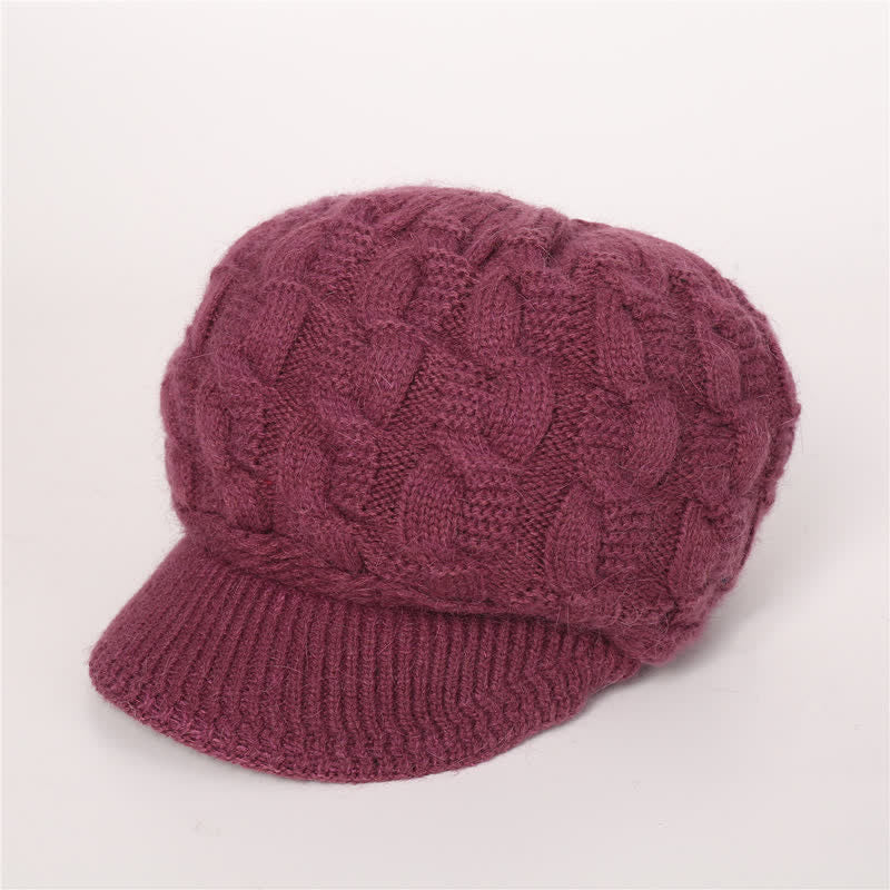 Damen Beanie-Hut mit lockerem flauschigem Futter und Schirm
