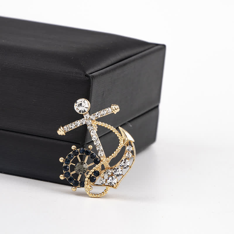 Herren-Brosche mit Ankermotiv „Helmsman“ - Gold - image 5