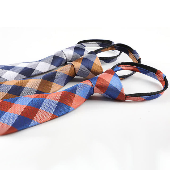 Herren Blend Color Reißverschluss Krawatte Kariert Krawatte - image 2