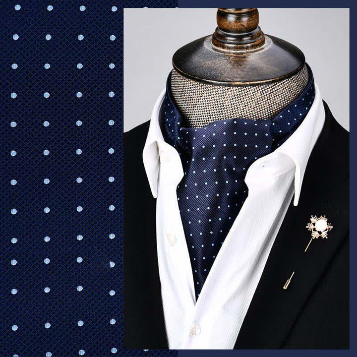 Dunkelblaue moderne Pracht Blumen Ascot Polka Dots Krawatte