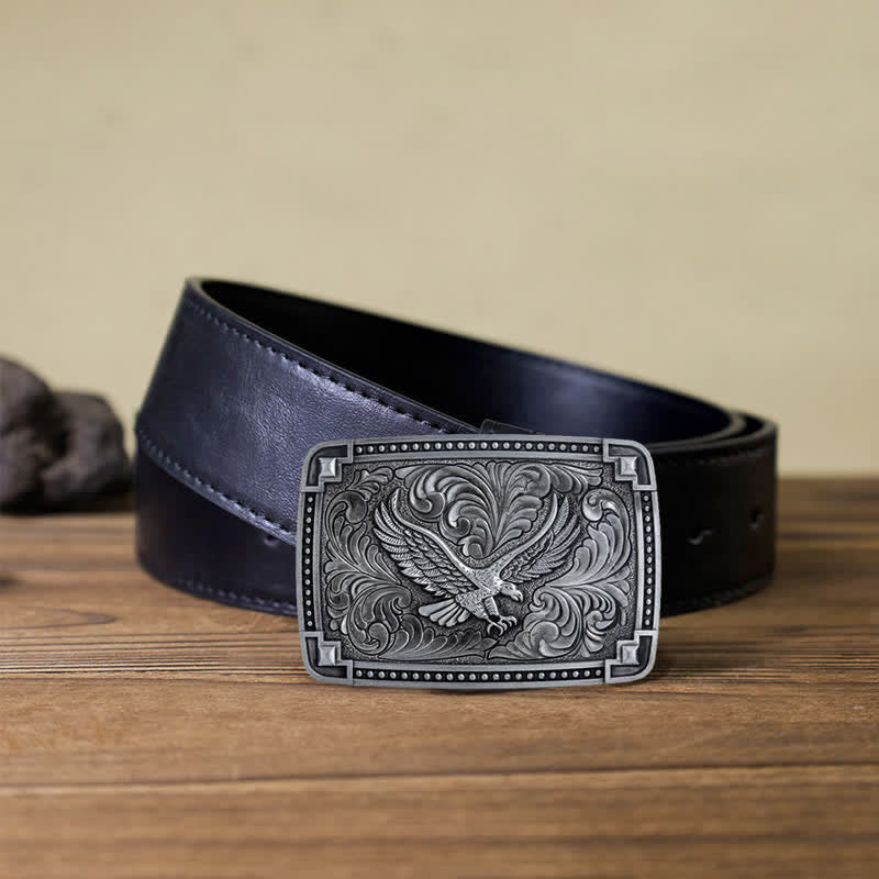 Herren DIY Soaring Eagle In Dreamy Sky Schnallen-Ledergürtel