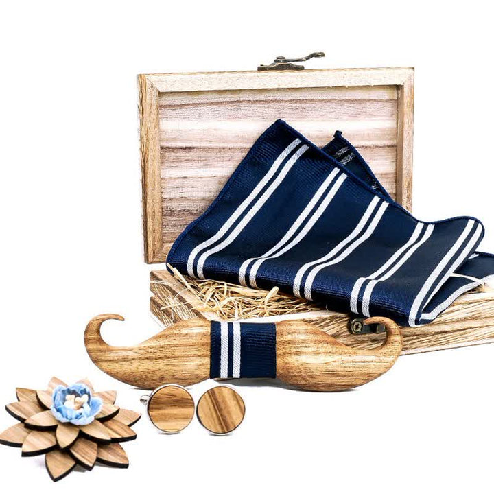 4er-Set Holzfliegen Burlywood Mustache für Herren