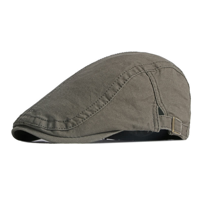 Retro Maler Baumwolle Barett Flachkappe - Armeegrün - Verstellbar (ca. 21 5/8"-23 5/8") - image 14
