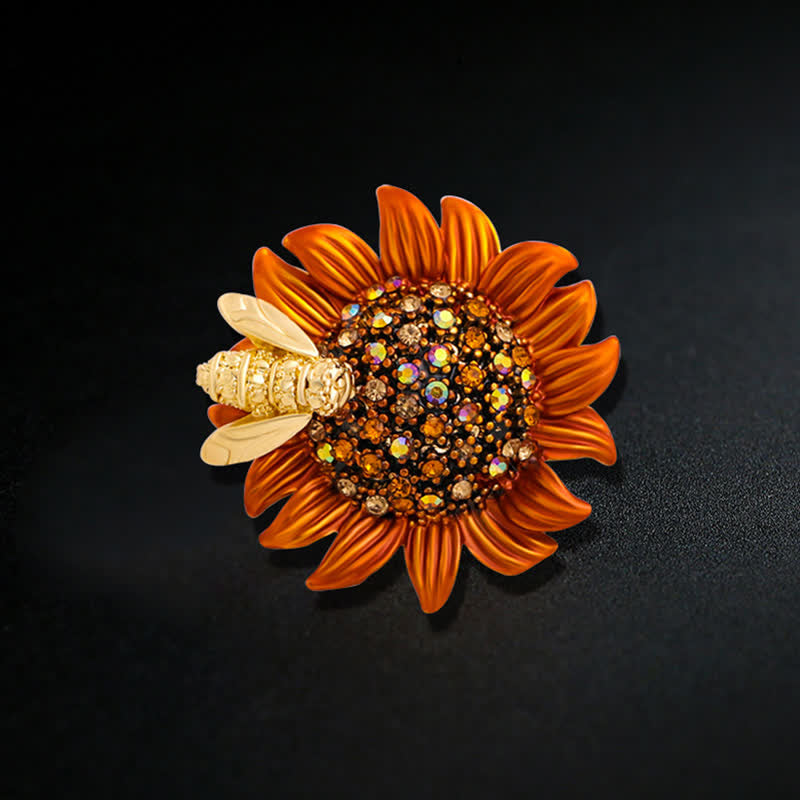 Lebendige Sonnenblume Niedliche Biene Brosche für Frauen