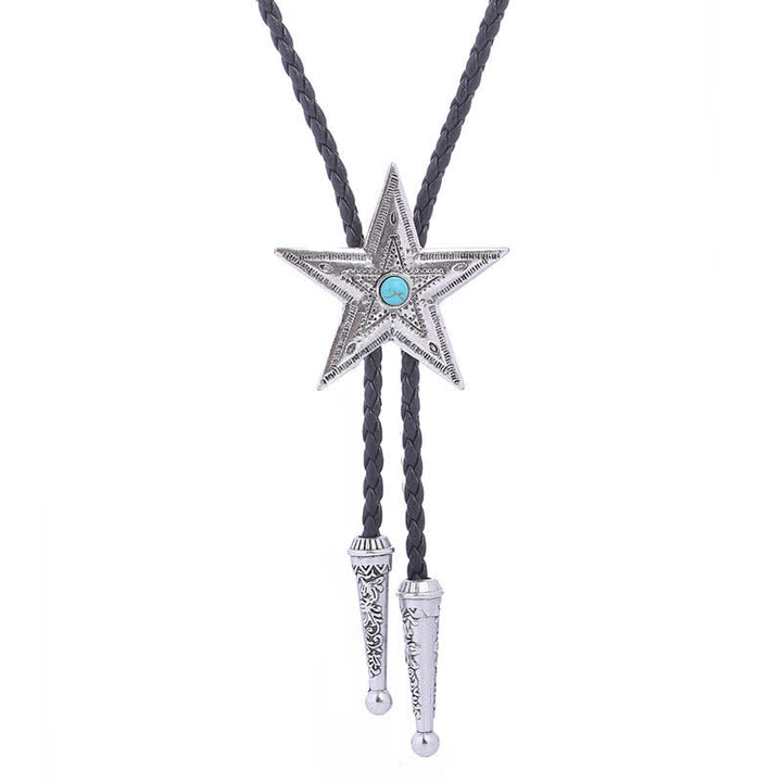 Vintage Naturstein Stern Anhänger Halskette Bolo Tie
