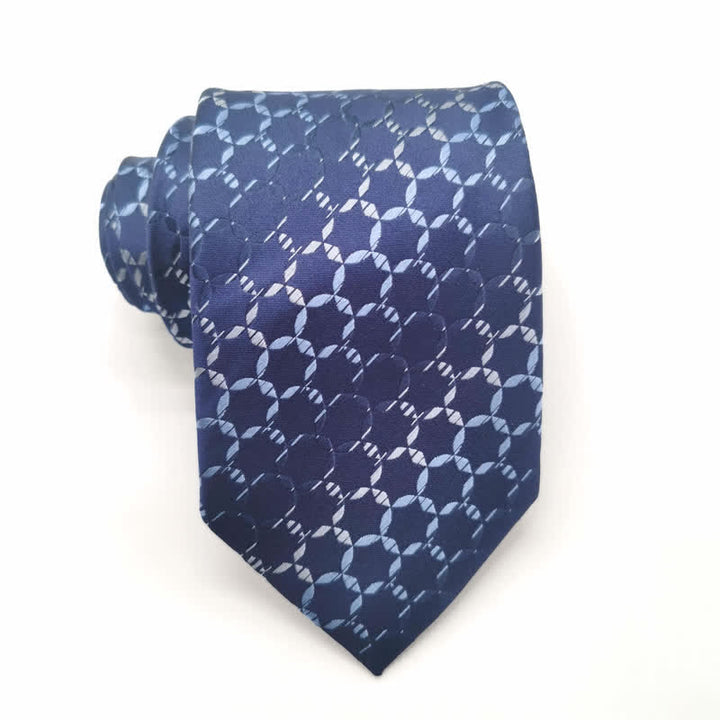 Herren Krawatte aus reiner Seide mit gestreiftem Hexagon-Muster