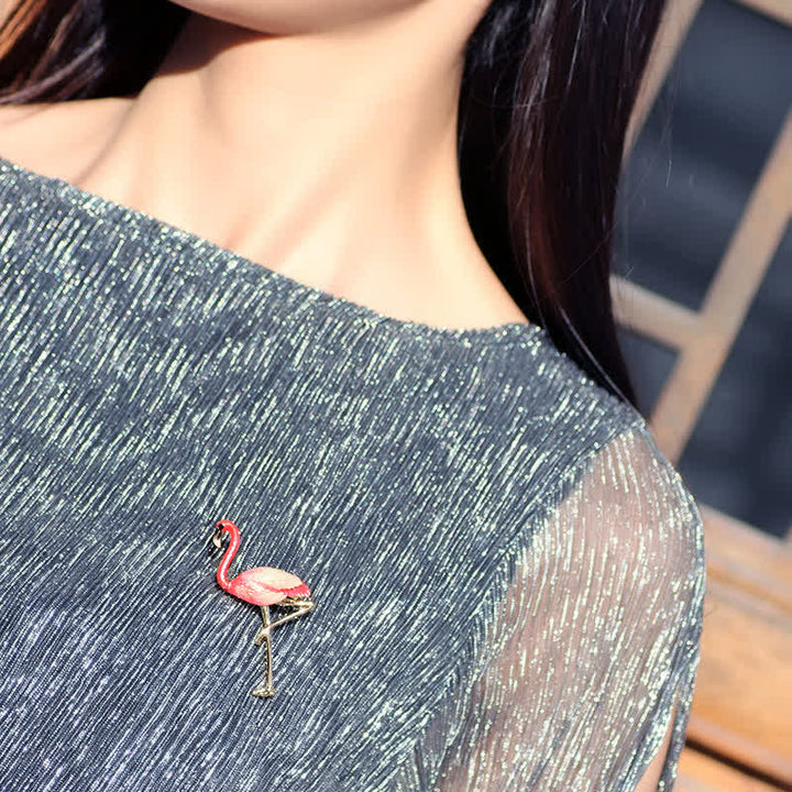 Frauen Exotische Emaille Flamingo Brosche