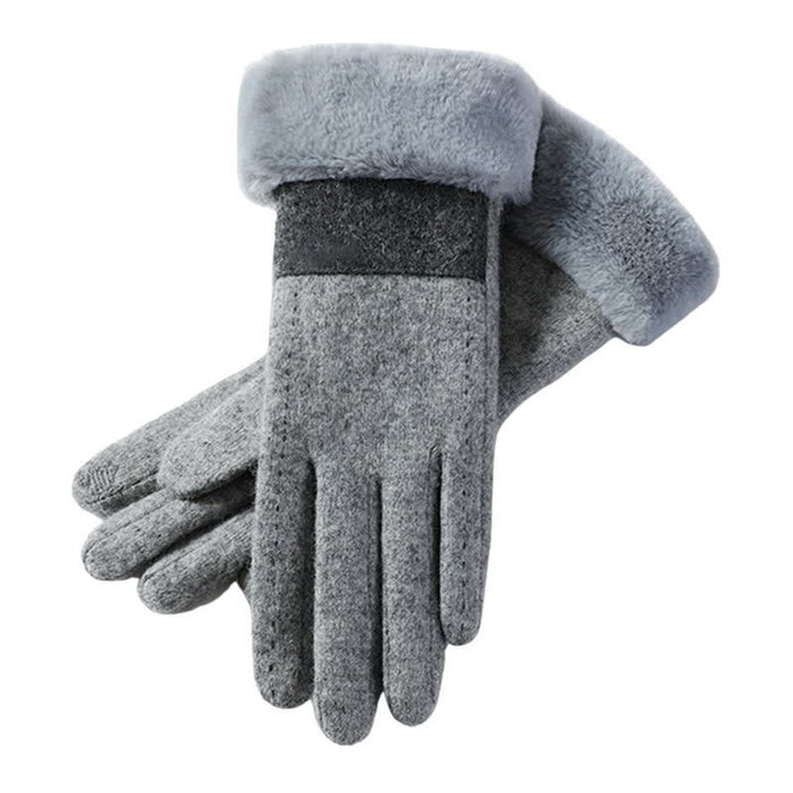 Damen weiche Plüsch gemütliche Herz-Touchscreen-Handschuhe