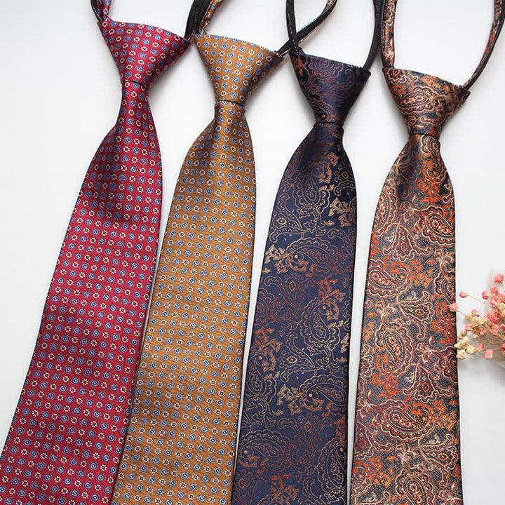 Retro Paisley Blumen Reißverschluss Krawatte für Herren