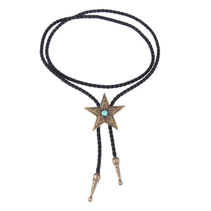 Vintage Naturstein Stern Anhänger Halskette Bolo Tie