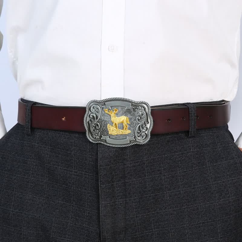 Herren DIY Ledergürtel mit goldener Tierschnalle