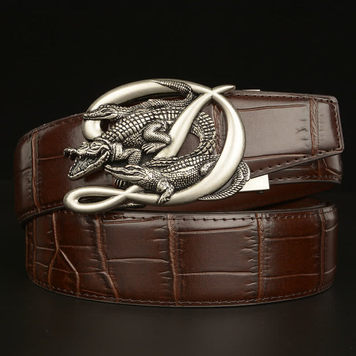 Herren Krokodilschnalle Alligator-Muster Ledergürtel