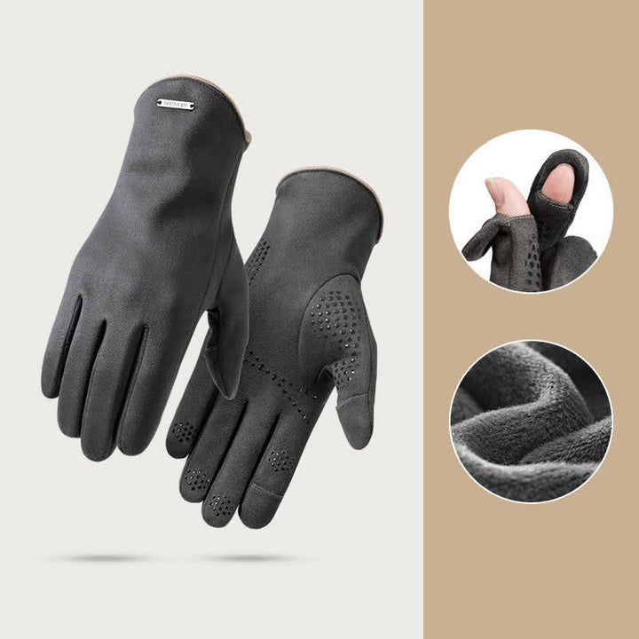 Thermo-Veloursleder-Split-Finger-Handschuhe