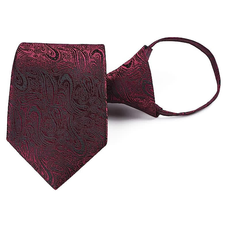 Lässige Männer-Reißverschlusskrawatte mit Paisley-Muster - Burgunderrot - image 4