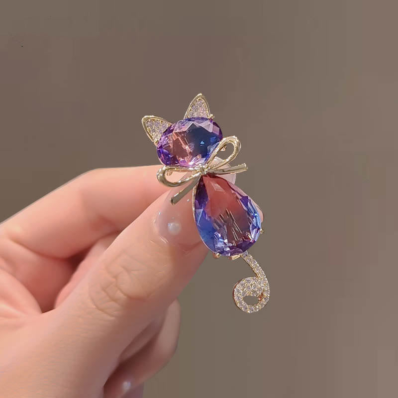Niedliche Kitty Strass Brosche für Frauen