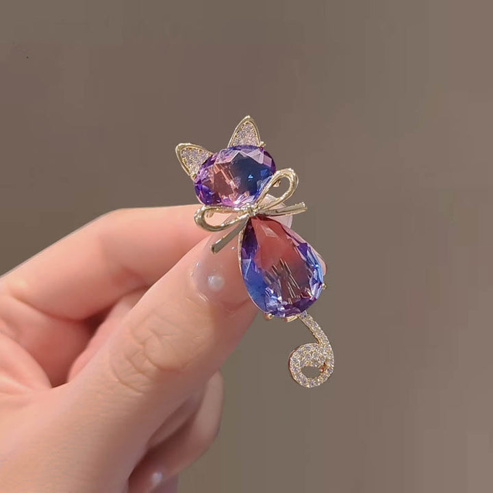 Niedliche Kitty Strass Brosche für Frauen