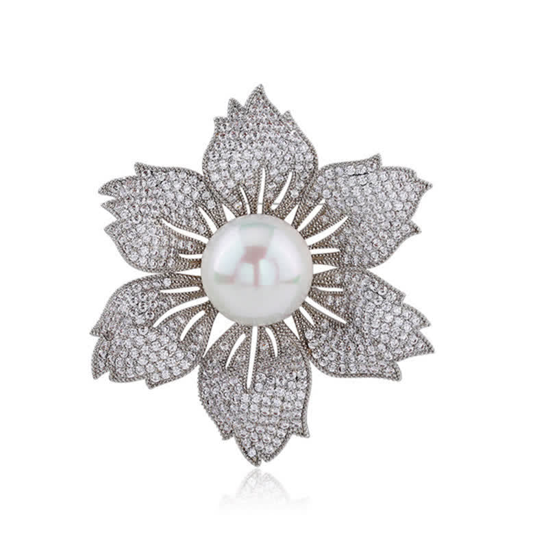 Luxuriöse Bauhinia-Brosche für Frauen mit heller Perle