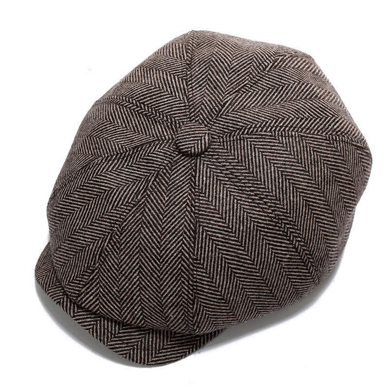 Klassische Schiebermütze mit Ohrenschutz Barett - Kaffee Herringbone - Verstellbar (ca. 22"-23 5/8") - image 11