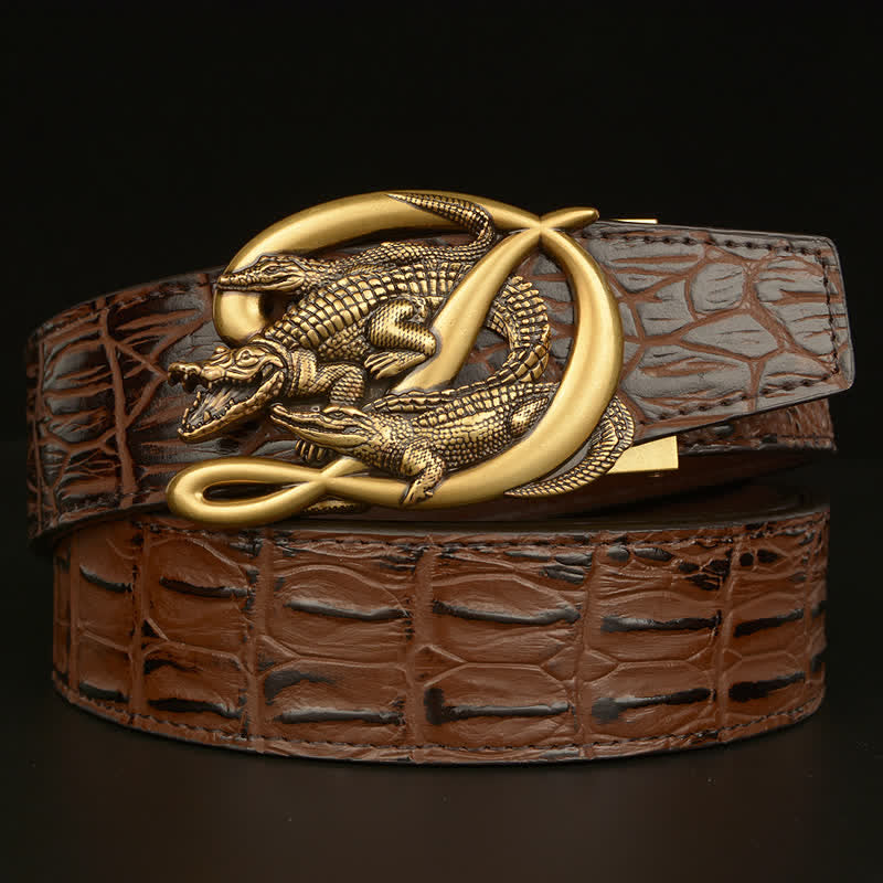 Herren Krokodilschnalle Alligator-Muster Ledergürtel