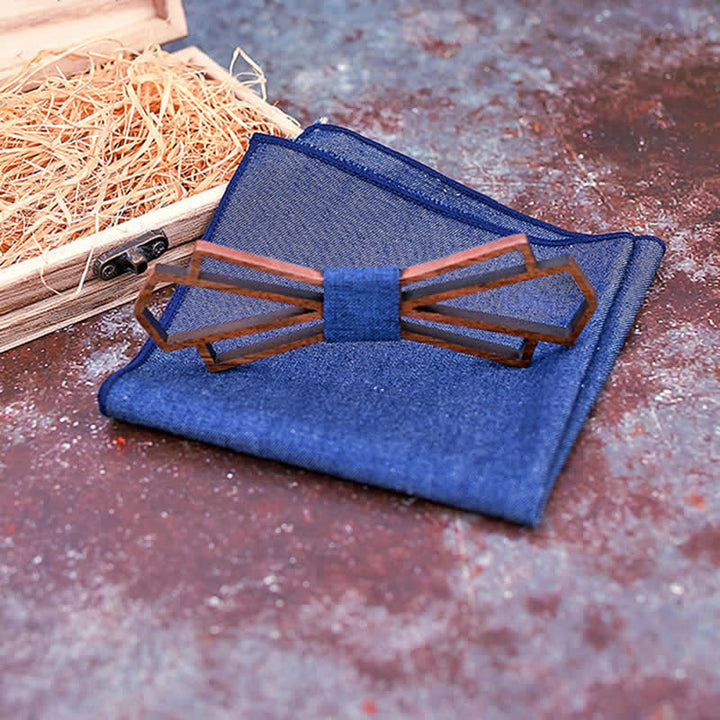 2Stk. Herren Neuheit Hohl Holz Fliege Set