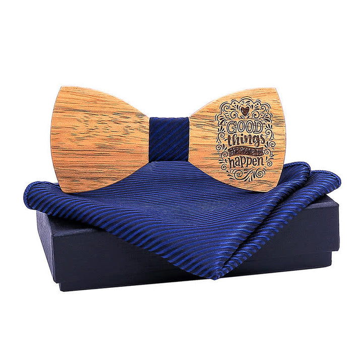 2-teiliges Holzfliege-Set für Herren mit Sprüchen