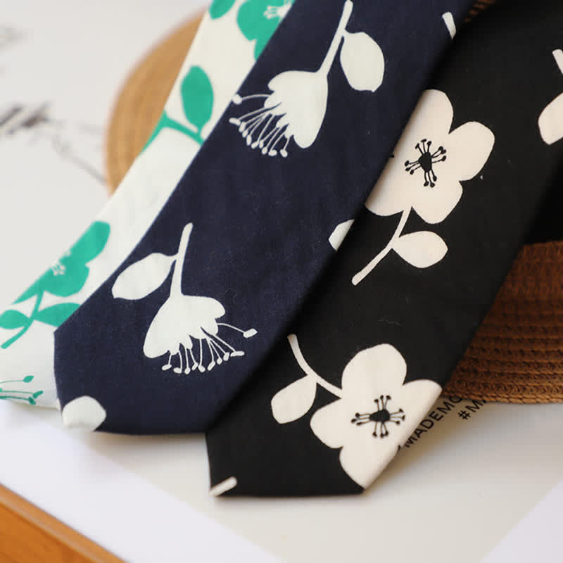 Elegante, florale, schmale Krawatte für Herren
