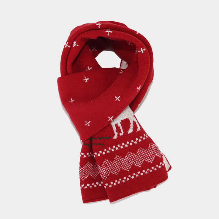 3-teiliger Set aus Mütze, Schal und Handschuhen mit Rentier- und Baum-Jacquardmuster für Damen