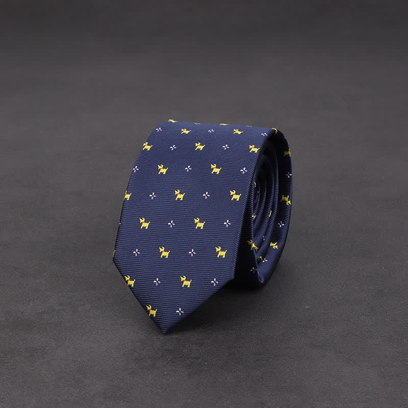 Herren Abendkrawatte Navy mit Welpenmotiv