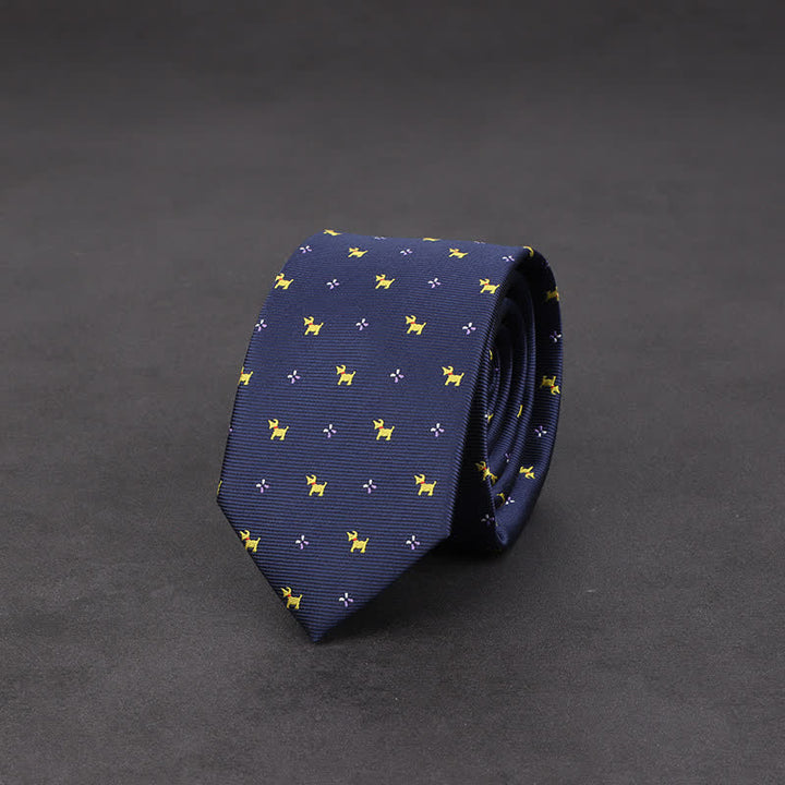 Herren Abendkrawatte Navy mit Welpenmotiv