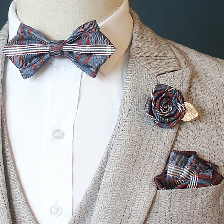 3-teiliges Horizon Stripe Plaid Fliegen-Set für Herren