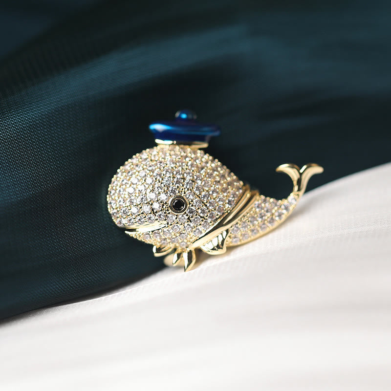 Frauen Marine Strass Wal Brosche