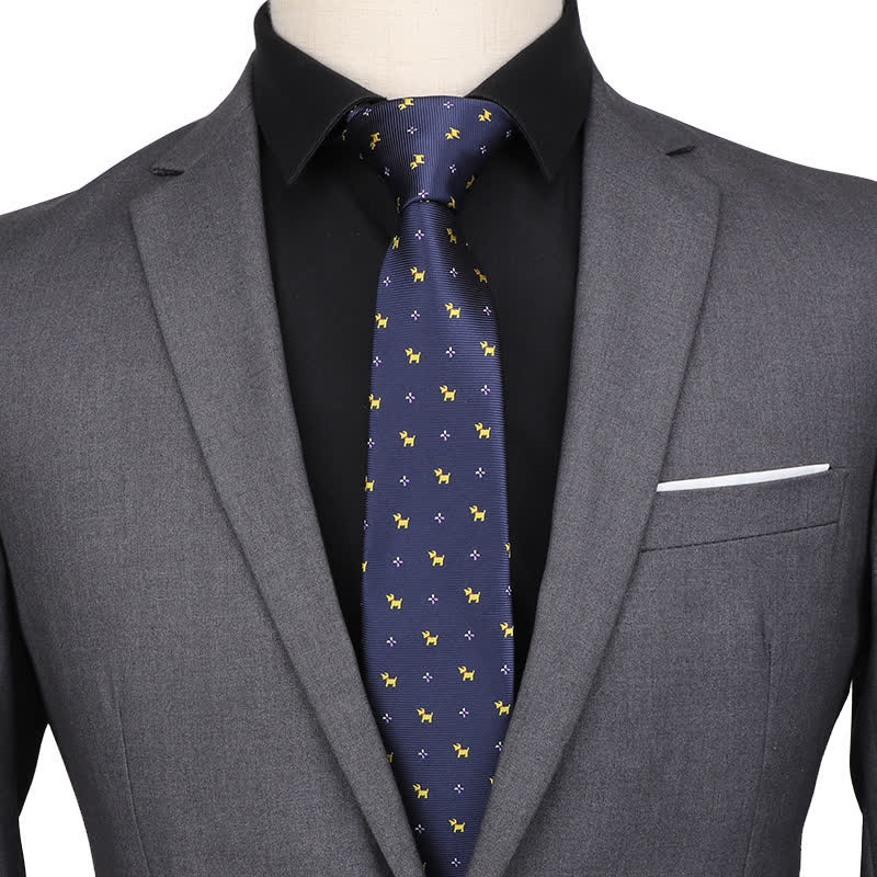 Herren Abendkrawatte Navy mit Welpenmotiv