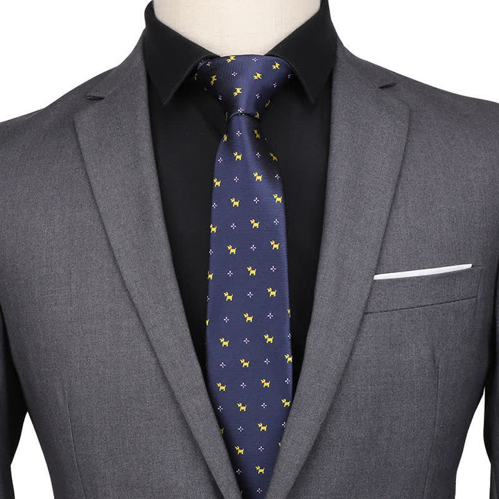 Herren Abendkrawatte Navy mit Welpenmotiv