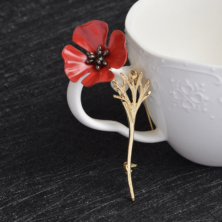 Elegante Rote Mohnblumenbrosche für Frauen