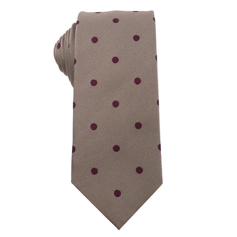 Herren's Britische Khaki Champagner Serie Krawatte - Burgunder Punkte - image 9