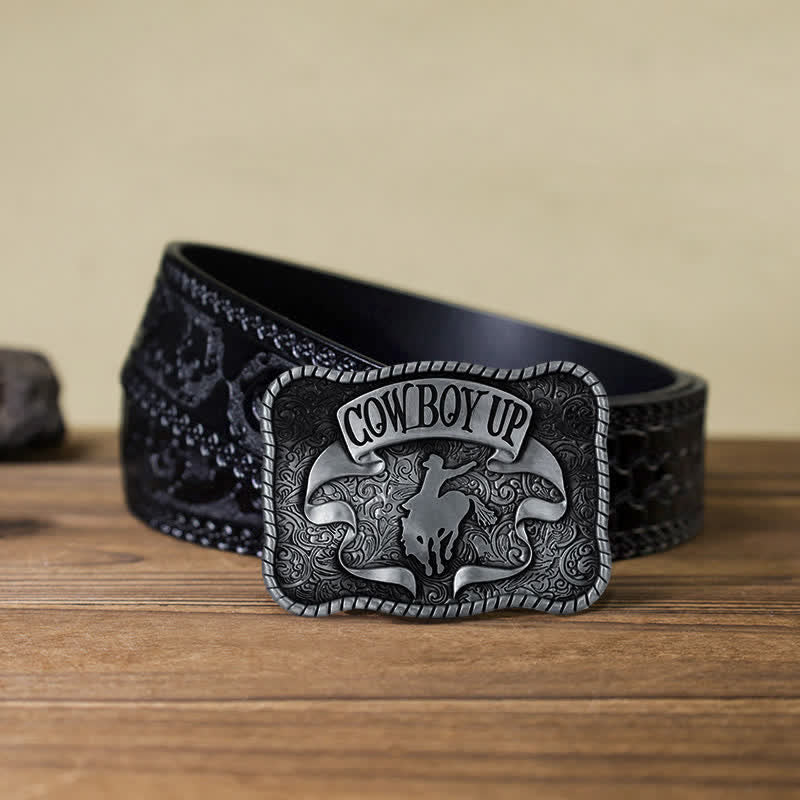 Männer DIY Cowboy Up Rodeo Horse Schnallengürtel aus Leder
