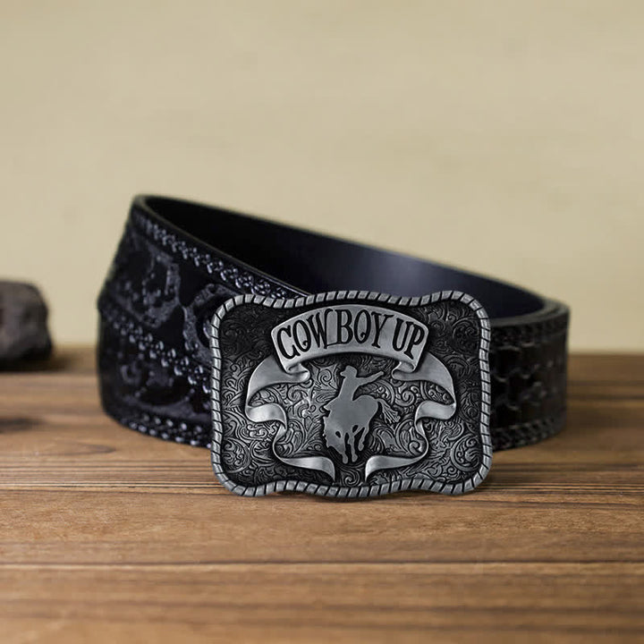 Männer DIY Cowboy Up Rodeo Horse Schnallengürtel aus Leder