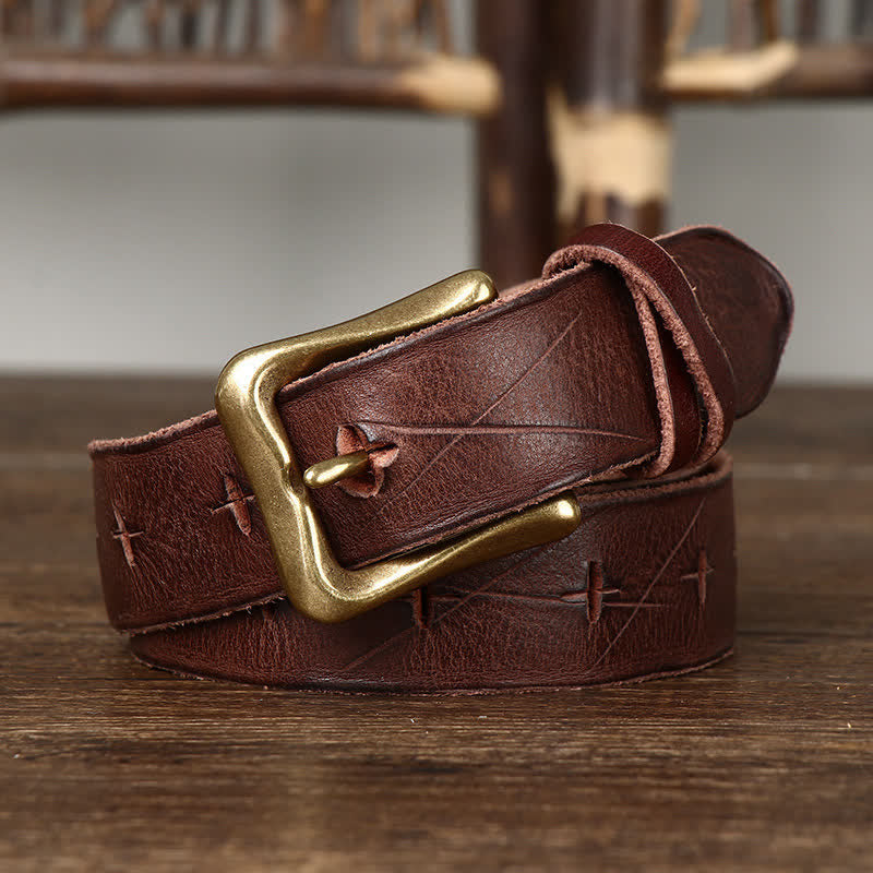 Vintage Ledergürtel für Herren mit Schnitzerei