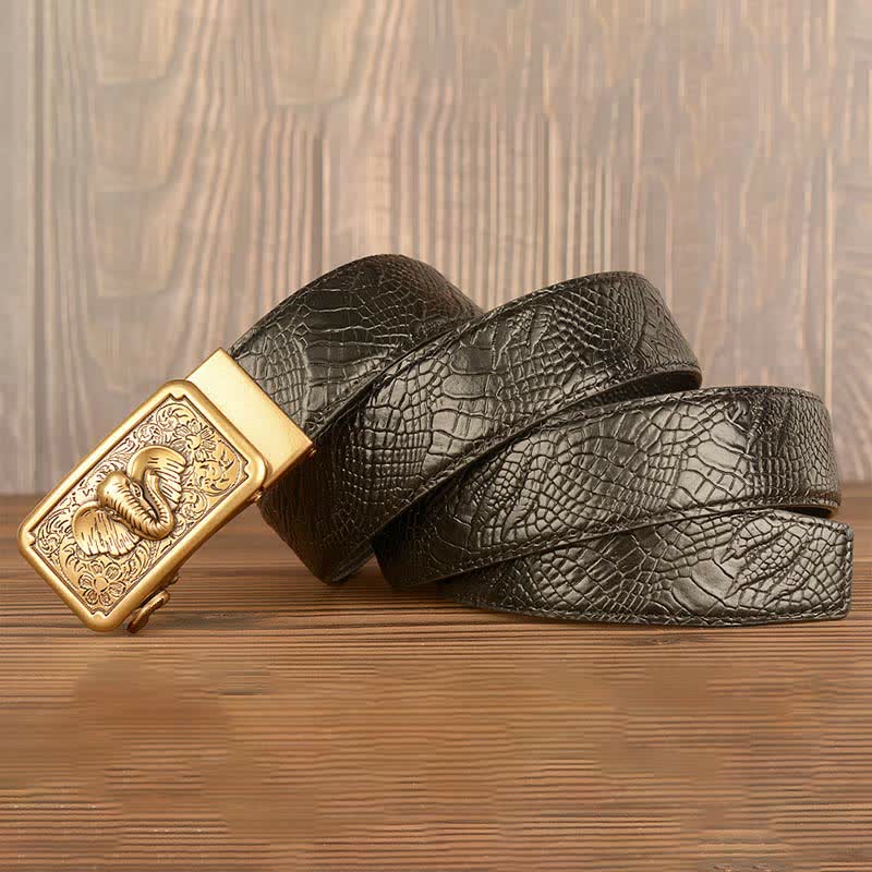 Herren Punk Elefant Alligator Muster Ledergürtel