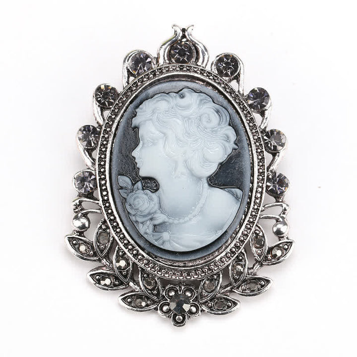 Viktorianische Cameo-Silhouette-Blatt-Brosche für Frauen