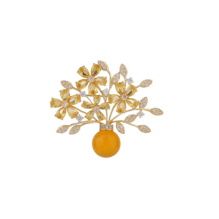 Frauen Blumenstrauß Vase Brosche