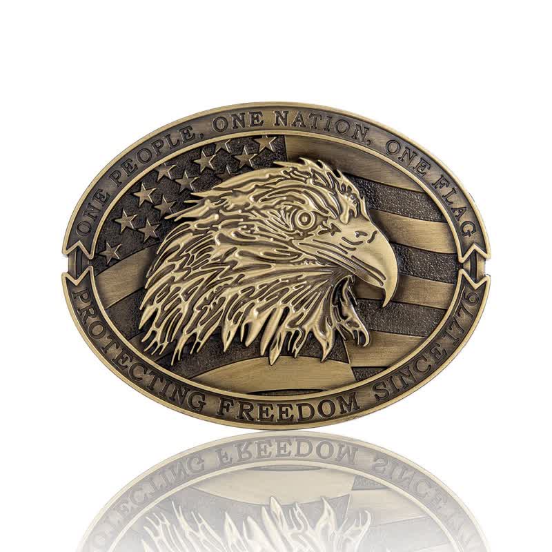Herren DIY patriotischer Glatzkopf-Adler USA Flaggen-Gürtelschnallen-Ledergürtel