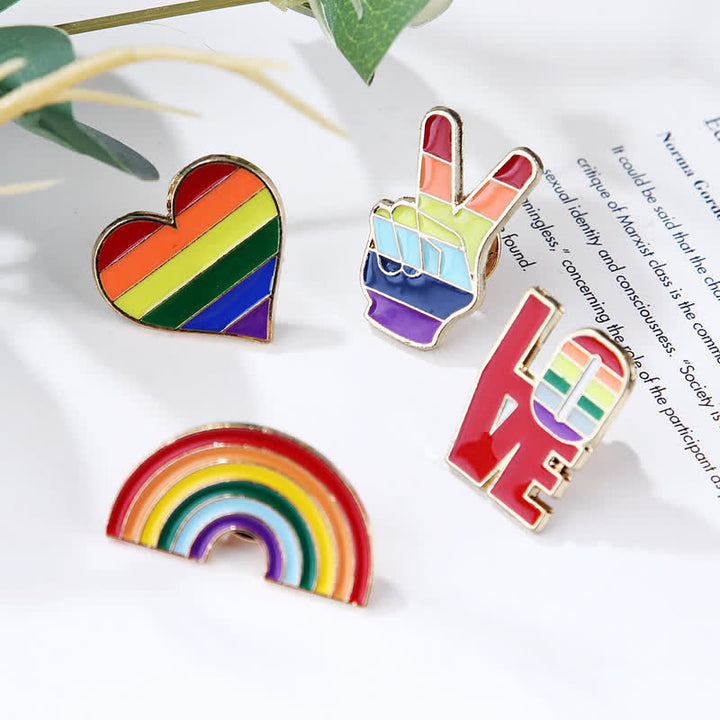 4 Stück Love Is Love Regenbogenflagge Pride Brosche