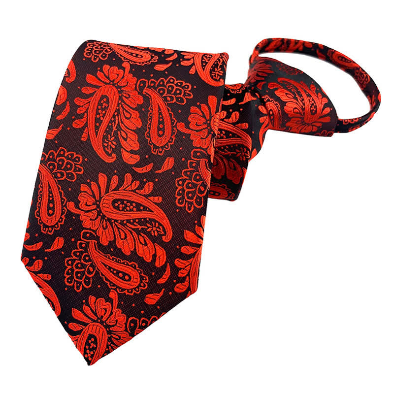 Lila-Rote Florale Reißverschluss-Krawatte mit Paisley-Muster für Herren