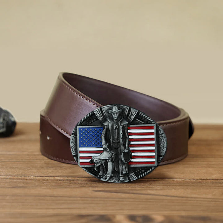 Herren DIY American Flag Cowboy Schnallengürtel aus Leder
